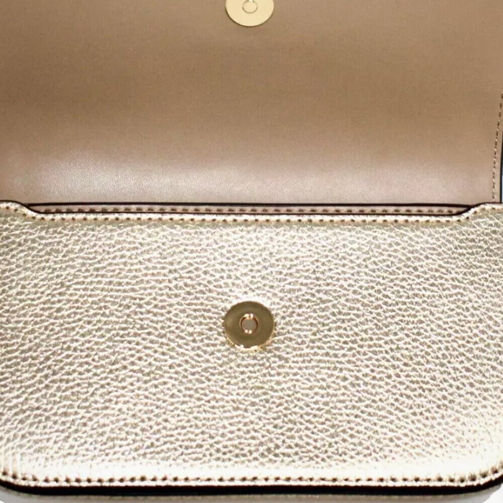 NWT Michael Kors Jet Set Travel Small Metallic Leather Crossbody - GOLD - Picture 7 of 12